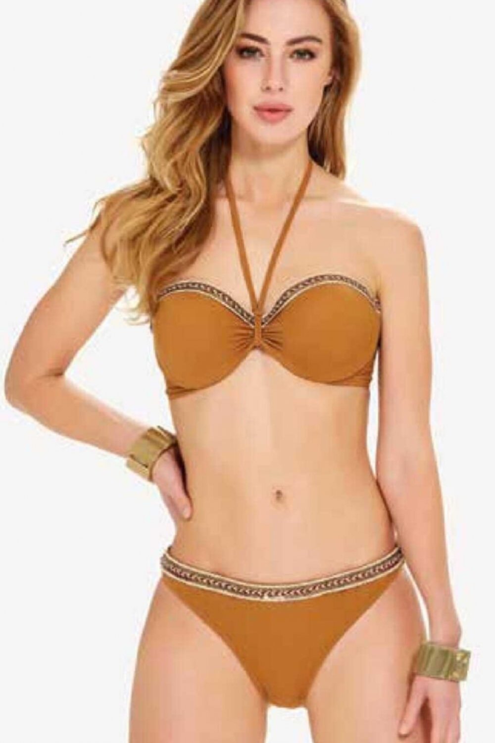 Argento Kahve Straplez Bikini Tak M Elbisebul