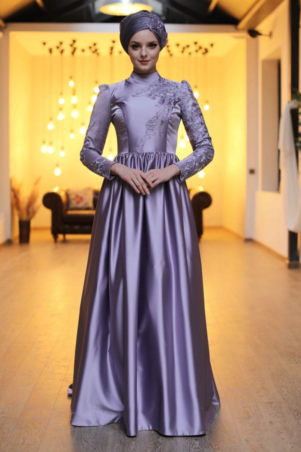 Lila Asel Abiye Elbise