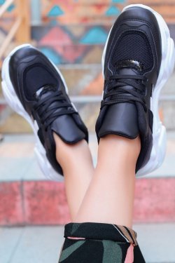 Siyah Guldy Bağcıklı Spor Ayakkabı
