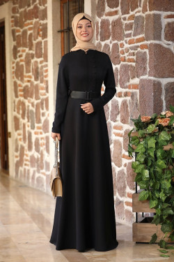 Siyah Sahra Abiye Elbise