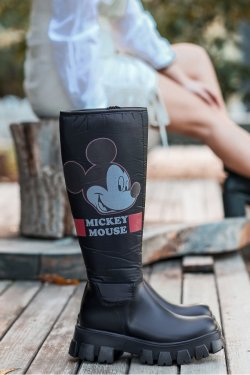 Darx Siyah Mickey Mouse Detaylı Çizme