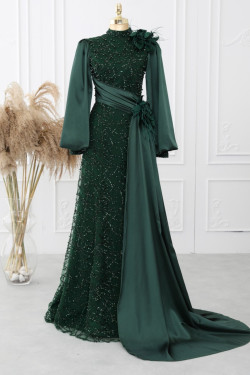 Zümrüt Yeşili Elegance Abiye Elbise