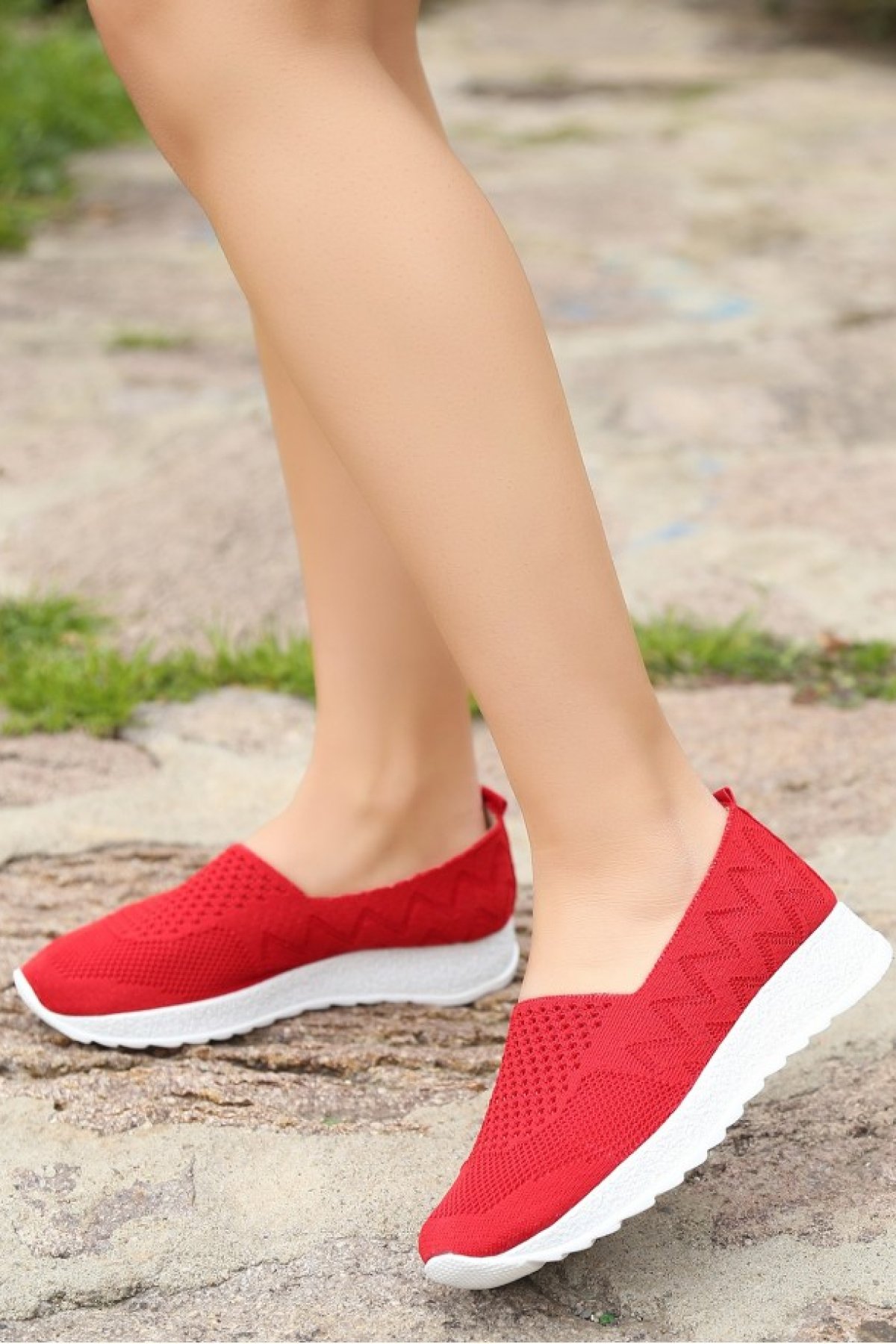 MubiS Kırmızı Toly Triko Babet Ayakkabı