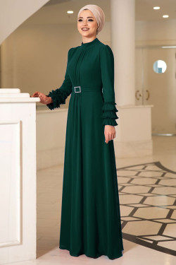 Zümrüt Yeşili Lina Abiye Elbise