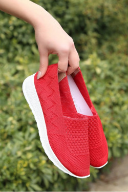 Kırmızı Toly Triko Babet Ayakkabı