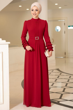 Kırmızı Lina Abiye Elbise