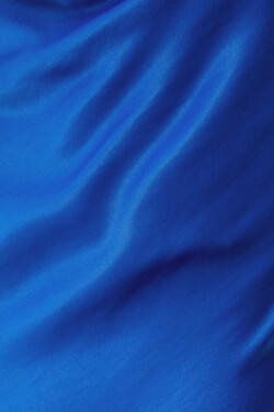 Askılı Mavi Saten Kamisol Mini Abiye Elbise