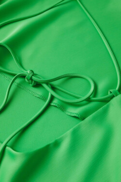 Askılı Yeşil Drape Yakalı Mini Abiye Elbise