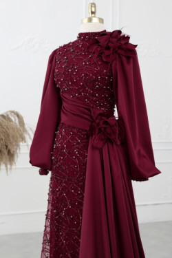 Bordo Elegance Abiye Elbise