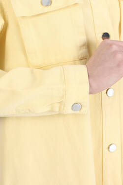 Casual Sarı Doğal Kumaşlı Cep Detaylı Kot Kap