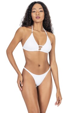 Beyaz Üçgen Brazil Slip Bikini Takımı