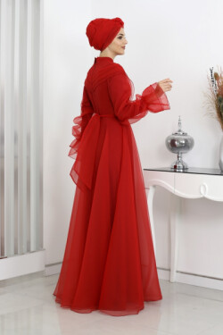 Kırmızı Bade Abiye Elbise