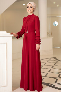 Kırmızı Lina Abiye Elbise