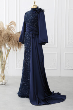 Lacivert Elegance Abiye Elbise