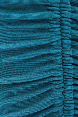 Mavi Dekolte Detaylı Mini Elbise