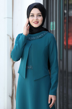 Petrol Ayliz Abiye Elbise