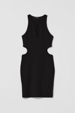 Siyah Yanı Pencere Detaylı Mini Elbise