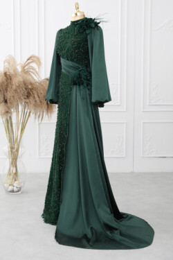 Zümrüt Yeşili Elegance Abiye Elbise