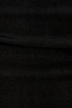Siyah Zincir Askılı Drapeli Midi Elbise