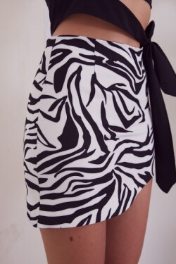 Siyah Zebra Desen Mini Etek