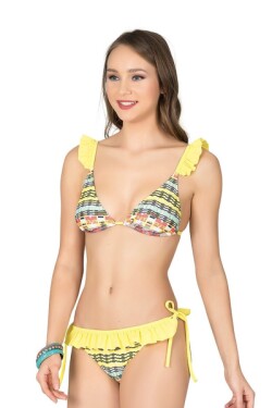 Sarı Volanlı Üçgen Bikini Takımı