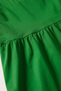 Askılı Yeşil Fırfırlı Pamuklu Mini Elbise