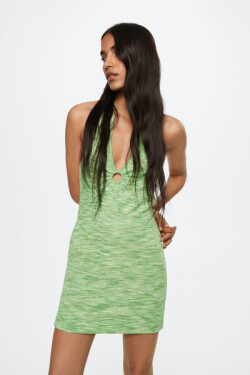 Yeşil Kırçıllı Triko Elbise