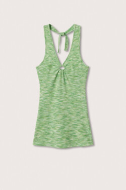 Yeşil Kırçıllı Triko Elbise