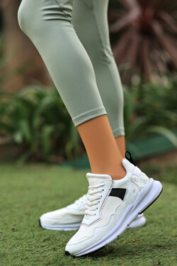 Beyaz Joox Cilt Bağcıklı Spor Ayakkabı