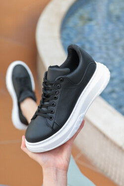 Siyah Ento Cilt Bağcıklı Spor Ayakkabı