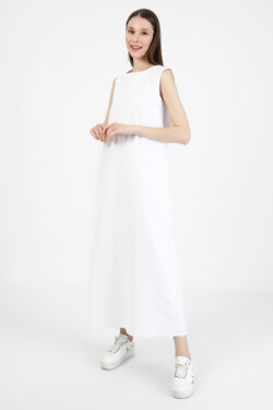 Beyaz Pamuk Kumaşlı Basic Spor Elbise
