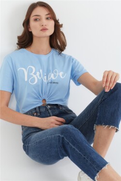 Bebe Mavi Piercing Detaylı T-shirt
