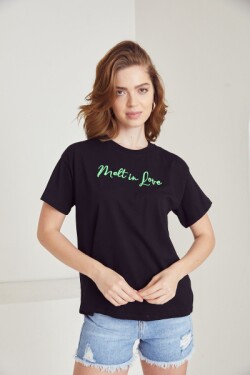 Siyah / Yeşil Yazılı T Shirt