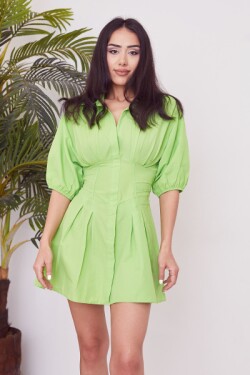Yeşil Poplin Mini Elbise