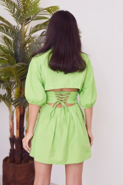 Yeşil Poplin Mini Elbise