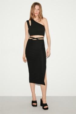 Siyah Liana Örme Slim Fit Bluz