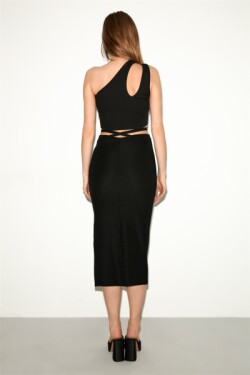 Siyah Liana Örme Slim Fit Bluz