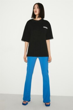 Siyah Zahara Örme Oversize T-shirt