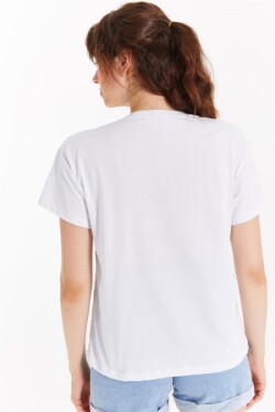 Beyaz Pembe Ayıcık Baskılı T-shirt