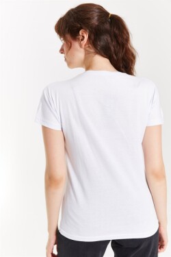 Beyaz Üç Kaktüs Nakışlı T-shirt