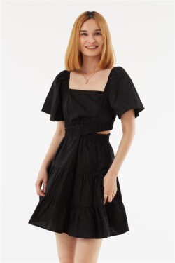 Siyah Bel Dekolteli Mini Elbise