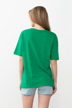 Ye�şil Baskılı Oversıze Tişört