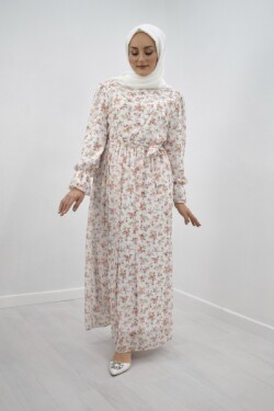 Bahar Şifon Şeftali Elbise