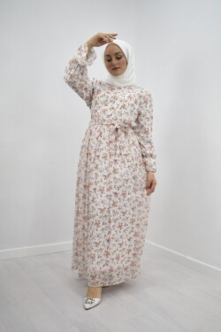 Bahar Şifon Şeftali Elbise