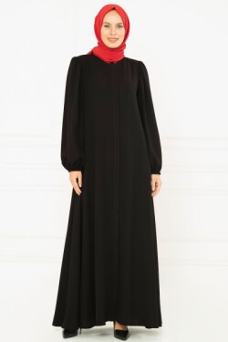 Siyah Büzgü Detaylı Ferace