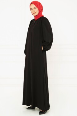 Siyah Büzgü Detaylı Ferace