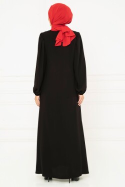 Siyah Büzgü Detaylı Ferace