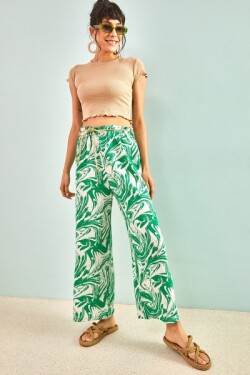 Yeşil Hasır İpli Beli Lastikli Pantolon