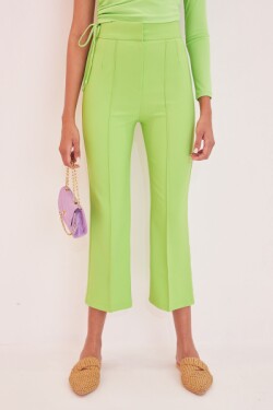 Neon Yeşil Yüksek Bel Pensli Pantolon
