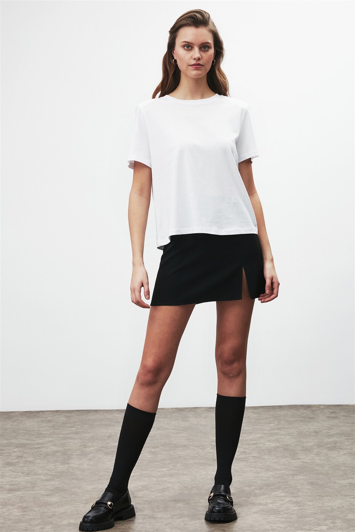 GRIMELANGE Beyaz Stella Örme Comfort Fit T-shirt